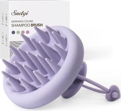Image de Brosse de massage du cuir chevelu en silicone Brosse à shampooing Exfoliation Massage de la tête Gris-violet
