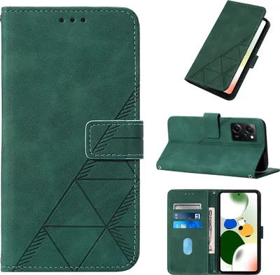 Produktbild von Hülle für Xiaomi Poco X5 Pro / Redmi Note 12 Pro Speed Prägung Flip Leder Kartenfächer Schutzhülle mit Ständer Grün