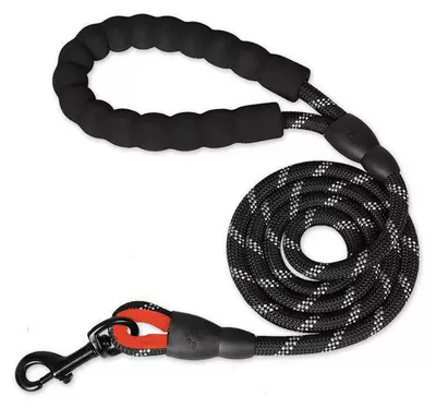 Immagine prodotto di Guinzaglio per cani con manico imbottito, riflettente, in nylon, nero, 150x1,0 cm
