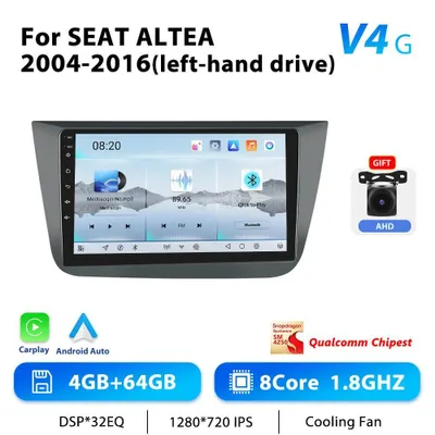 Obrázok produktu pre Pre Seat Altea 2004–2015, Toledo 2004–2009 – autorádio 2-DIN s Androidom 13 – dotykový displej 23 cm – 8-jadrový procesor – 4 GB RAM, 64 GB ROM – GPS navigácia – RDS