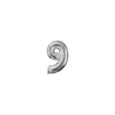Immagine prodotto di Palloncino Amscan in foil numero 9 argento 66cm