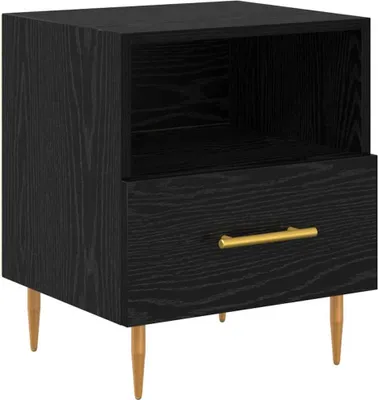 Immagine prodotto di Comodino con cassetto Nero 40 x 35 x 47,5 cm Legno multistrato