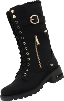 A single black boot shown against a white background.