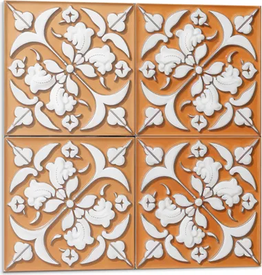 Produktbild von Muster Mit Floralen Motiven – Selbstklebende Fliesen – Wandverkleidung – Wandpaneel – PVC Fliesen – Vinylflisen – PCV Flisen – Selbstklebend – Wanddeko – 9 Stück 30 x 30 cm