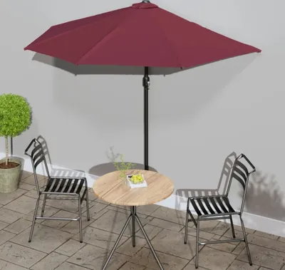 Produktbild von Design New Balkon-Sonnenschirm Alu-Mast Bordeauxrot 270x144x222cm Halbrund Sonnenschirme CC95733246