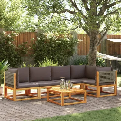 Produktbild von "Rabatt" 6-tlg. Gartensofa-Set mit Kissen Holz Akazie & Rattan - Lounge-Dining set CC10943