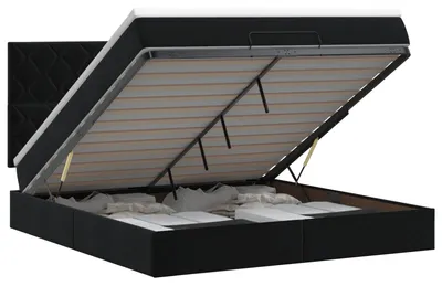 Produktbild von Ottoman Bett mit Matratze Schwarz 140 x 200 cm Samt