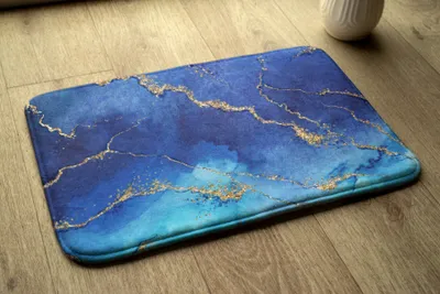 Produktbild von Badteppich Saugfähige - Badezimmer Teppich - Rutschfester Badvorleger Badematte - 75x45 cm - Blauer Marmor