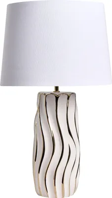 Produktbild von BELIANI Tischlampe Weiß / Gold Keramik mit Kunstleinen Stoffschirm Glamouröser Stil Elegant Modernes Design Wohnzimmer Schlafzimmer Flur