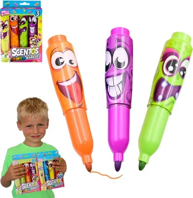 Produktbild von Dumel | Filzstifte Set - 3 Stück - Bunte Farben - Mit Fruchtgeruch und lustigen Gesichtern
