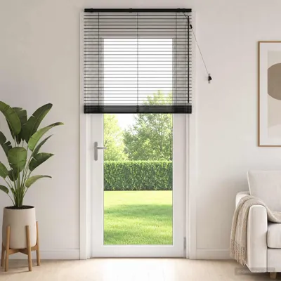 Immagine prodotto di Persiana oscurante, colore nero, 115 x 250 cm, lamelle da 35 mm, realizzata in legno di paulownia massello