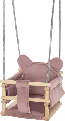 Produktbild von Samtige Holzschaukel im Eimer, rosa Teddybär HWMR6429