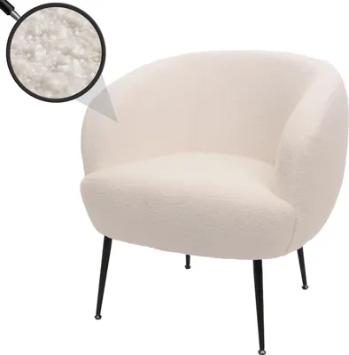 Immagine prodotto di Poltrona lounge HWC-O37, poltrona cocktail/club poltrona imbottita, tessuto/tessuto bouclé (330g/m²) metallo MVG ~ bianco