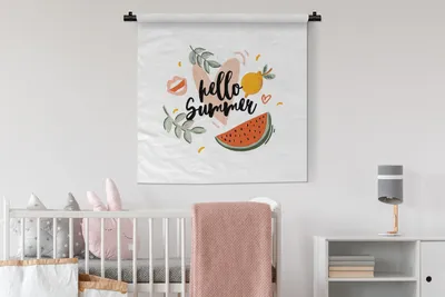 Produktbild von MuchoWow® Wandteppich Wandbehang Wassermelone - Sommer - Rosa 90x90 cm Tapisserie Dekoration Wandtuch - Wandaufhänger