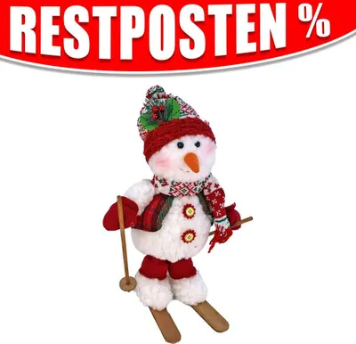 Produktbild von Schneemann mit Ski Deko Figur - ca. 46 cm