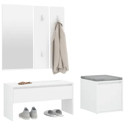 Image de vidaXL Ensemble de vestiaires blanc en bois composite