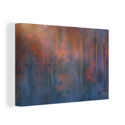 Obrázok produktu pre OneMillionCanvasses® - Maľba na plátne - Obraz na plátne Nástenná maľba na plátne - Jeseň - les - hmla - 150x100cm - Fotografia na plátne - maľba na