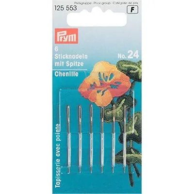 Produktbild von Prym 125553, Handnähen, Chenille-Nadel, Edelstahl, Silber, 0,8 mm, 37 mm