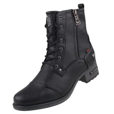 Produktbild von Mustang Damen Schnürboot Stiefelette Kurzschaft Reißverschluss Schnürung 1229-513, Größe:37 EU, Farbe:Schwarz