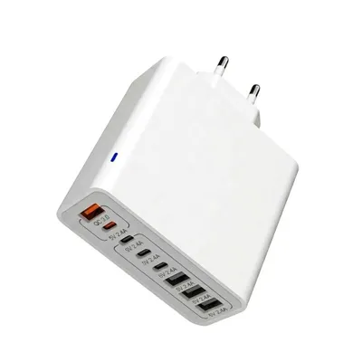 Obrázek produktu pro 65W nabíječka na mobil s 8 porty a inteligentní ochranou čipu, USB-C nabíječka z ohnivzdorného plastu – CHARGORA