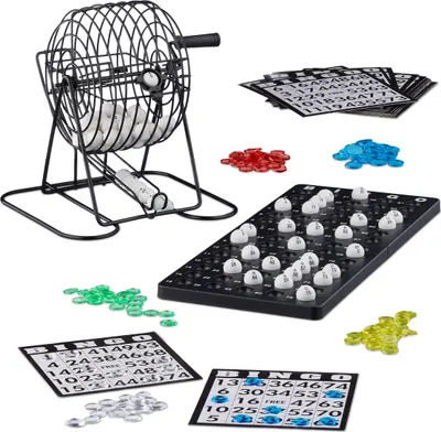 Produktbild von relaxdays Bingospiel mit Lostrommel