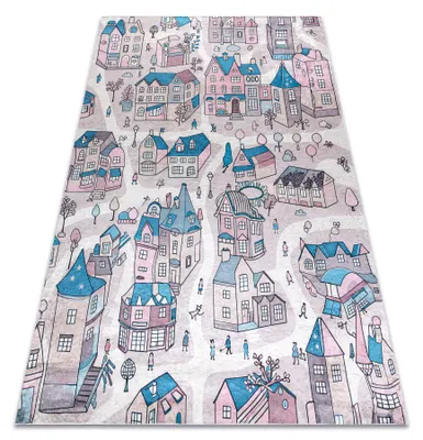 Produktbild von BAMBINO 61560 Waschteppich Stadt, Straßen für Kinder Anti-Rutsch - beige / blau beige 80x150 cm