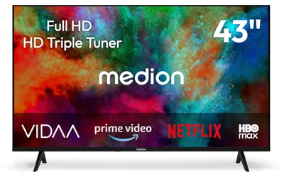 Produktbild von MEDION 108 cm (43 Zoll) Full HD Fernseher (Smart-TV, VIDAA Store, HBO Max, Magenta TV, Prime Video, Disney+, DAZN, Paramount+, HbbTV, PVR, HD Triple Tuner, MD 843102)
