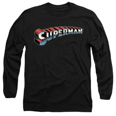 Produktbild von Superman - T-Shirt für Herren/Damen Uni, Langärmlig TV42049 (L) (Schwarz)