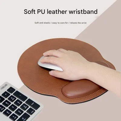 Produktbild von Ergonomische Ovalextraschalen-Unterstützung aus Kunstleder - Komfortable Tastenunterstützung (braun)