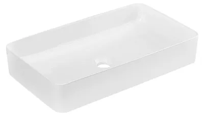 Produktbild von Rechteckiges Aufsatzwaschbecken 61x34 cm aus glänzender weißer Keramik
