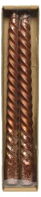 Image de Bougies de table Decoris tourbillon cannelle pailletées, 2 pièces