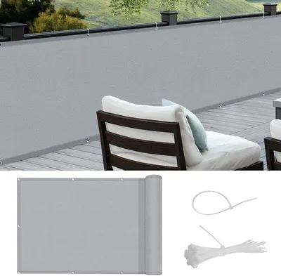 Productafbeelding van Famanu balkon zonnescherm - privacy scherm - 90 x 600 cm, grijs