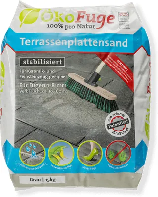 Produktbild von ÖKO FUGE Terrassenplattensand ®, Körnung:1 - 8, Verpackungseinheit:15 kg, Farbe:Grau