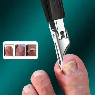 Image de Convient aux ongles épais et incarnés : un coupe-ongles de haute précision en acier inoxydable robuste, doté d'un manche sûr et souple et d'une lame tranchante à angle de 25 degrés, spécialement conçu pour les surfaces noires.