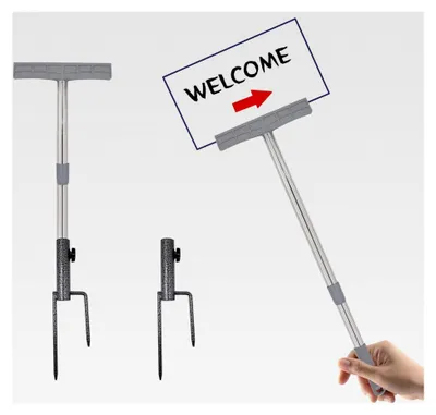 Produktbild von 2 Stück Teleskop Schilderständer, 52-78 cm mit Metallpfahl für Gartenschilder