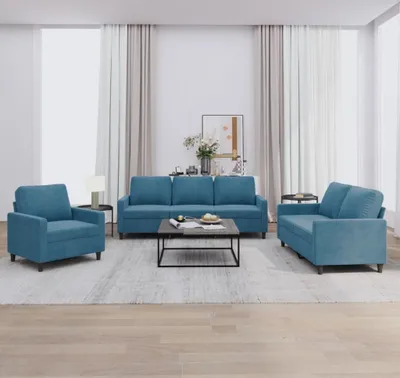 Immagine prodotto di Maison Exclusive - Set divano a 3 pezzi con cuscini in velluto blu