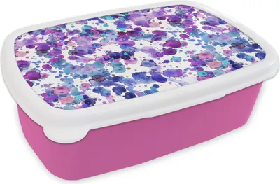 Produktbild von KitchenYeah® Lunchbox Brotzeit Brotdose 17x11 cm Aquarell - Muster - Lila Kinder Brotzeitdose - Lunchpaket - Brotkasten  - Sandwich Box