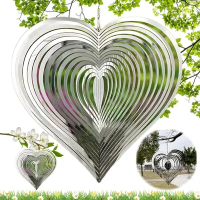 Produktbild von Herz Windspiel für Garten und Balkon, Dekoratives Metall Windspiel als Geschenk