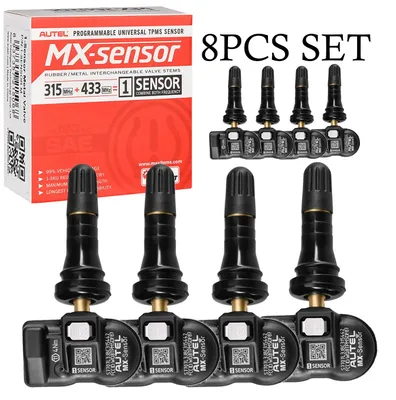 Obrázok produktu pre Snímač TPMS, kompatibilný s frekvenciami 315 MHz a 433 MHz, jednoduchá inštalácia, 8 kusov gumových senzorov