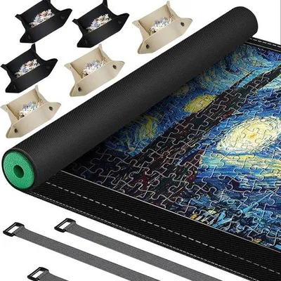 Produktbild von Famanu Puzzlematte für 3000 Teile - Puzzlematte mit Zubehör - Puzzleboard - Schwarz