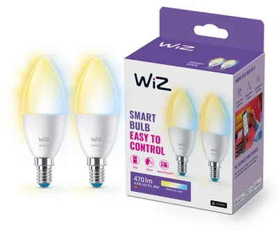 Obrázok produktu pre WiZ 8719514551336Z, Inteligentná žiarovka, Wi-Fi/Bluetooth, Biela, Wi-Fi 4 (802.11n), 802.11b, 802.11g, LED, E14
