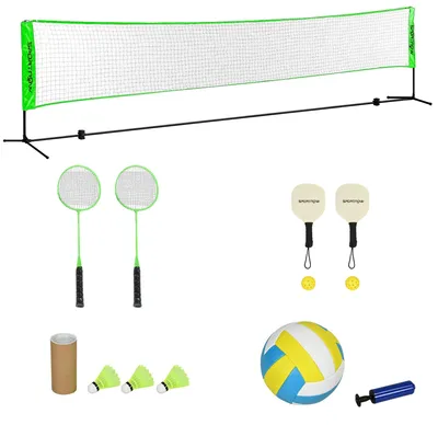 Produktbild von Badmintonnetz - Pickleball-Netz - Volleyballnetz - Sportnetz - Mehrsparten-Set - Verstellbares Netz, 107-155 cm