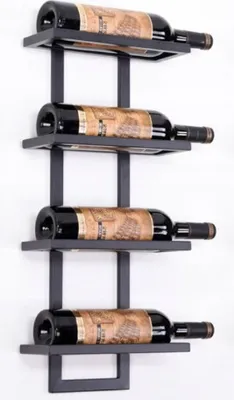 Produktbild von Weinregal, für 4 Flaschen, Flaschenregal, Weinlagerung, Wandweinregal, Loft-Stil, 27x77x12cm