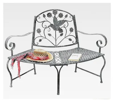 Produktbild von Halbrunde Sitzbank aus Metall wetterfest Grau 130 cm Baumbank Gartenbank Parkbank