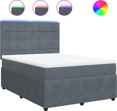 Obrázek produktu pro vidaXL Postel Boxspring s matrací Dark Grey 140x200 cm Velvet