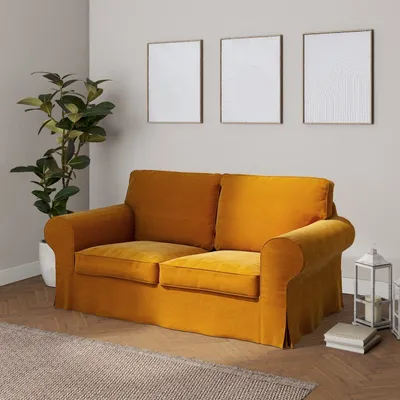 Produktbild von Dekoria Bezug für Ektorp 2-Sitzer Schlafsofa NEUES Modell, honiggelb, Sofabezug für  Ektorp 2-Sitzer ausklappbar, neues Modell