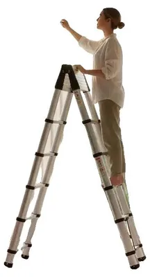 Productafbeelding van Telescopische ladder, lichtgewicht aluminium, draagvermogen 150 kg, zilverkleurig