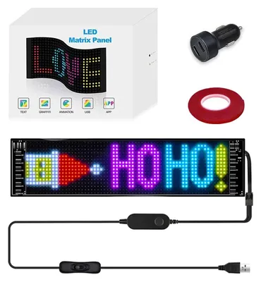 Produktbild von LED-Matrix-Panel - Lauftext-Werbeschild - 16x96 LEDs - 12 x 59 cm - USB 5 V - Bluetooth-App-Steuerung - Flexibel - Dimmbar