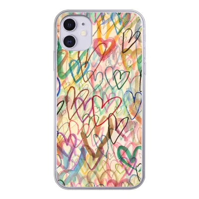 Produktbild von MuchoWow® Handyhülle Schutzhülle Hülle für iPhone 11 Eine Illustration mit Herzen im Hintergrund Silikon Softcase Handy Hülle - Handytasche