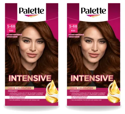 Imagen del producto de 2 tintes para el cabello Poly Palette, color castaño medio 650, 115 ml cada uno, pack de 2 unidades